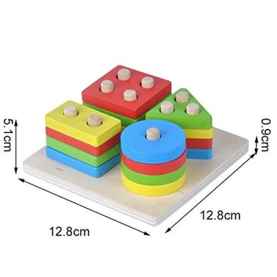 wooden four sets of column toys early education geometric shape