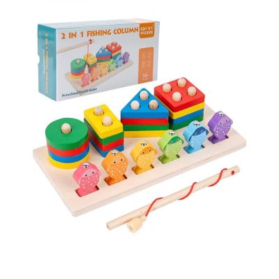 2 in 1 Fishing columan wooden puzzle game