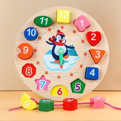 wooden clock with shape for kids
