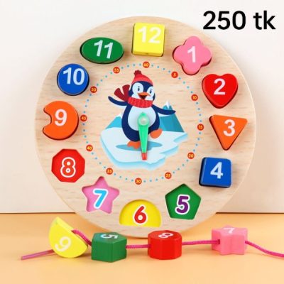 wooden clock with shape for kids