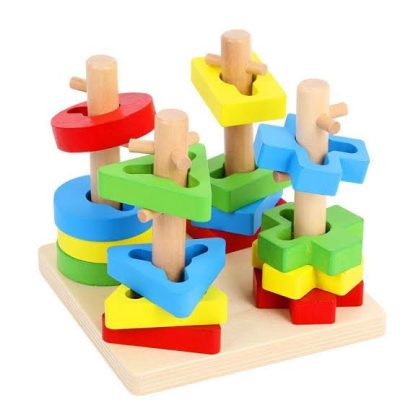 wooden 4 shape mechanism set pillar