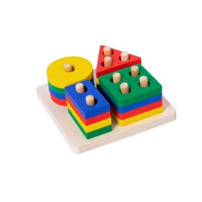 wooden four sets square column geometric shape