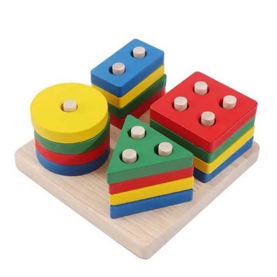 wooden four sets square column geometric shape