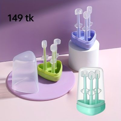 3 pis Silicone brush box