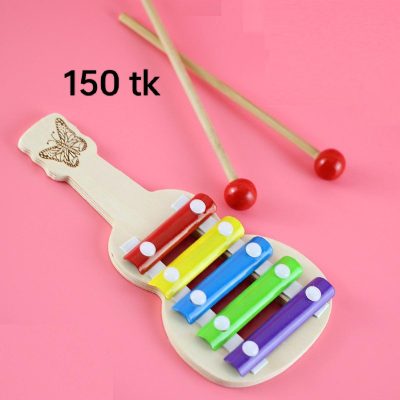 wooden guitar knock piano