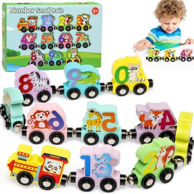 Wooden number small magnet train