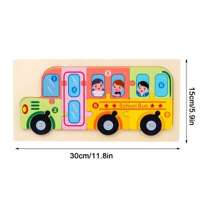 3D wooden puzzle school bus