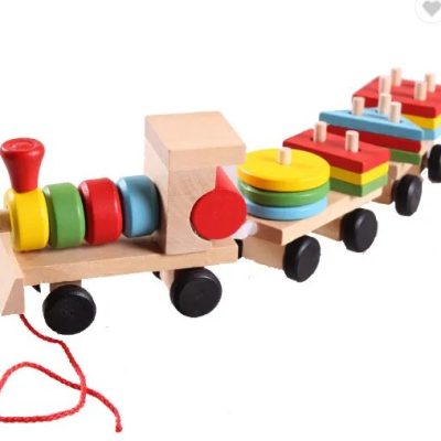 Wooden Geometric Building Block Car