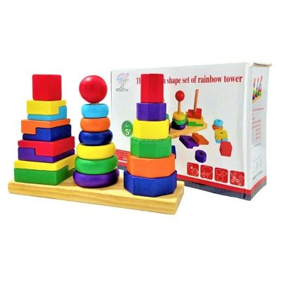 Three column shape set of rainbow tower