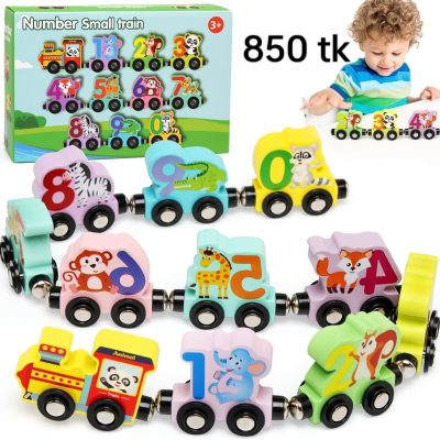 Wooden number small magnet train