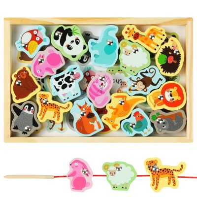 Wooden Animal-Themed Lacing Toy