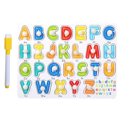 wooden Alphabet with pen white board