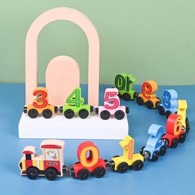 wooden digital namber train