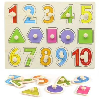 wooden shape with namber puzzle