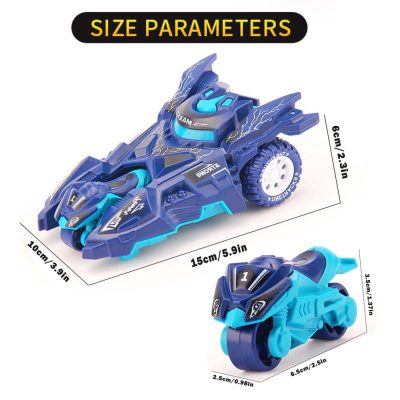 2-in-1 catapult car and motorcycle toy set.