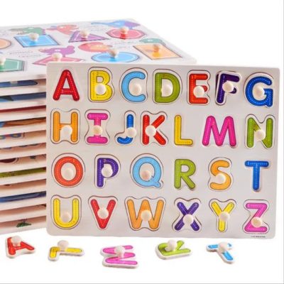 wooden alphabet puzzle board