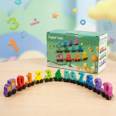 wooden digital namber train