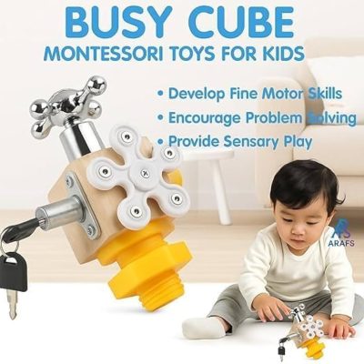 wooden education busy cube
