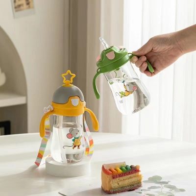 Cute Cartoon Mouse Kids Straw Water Bottle 380 ML