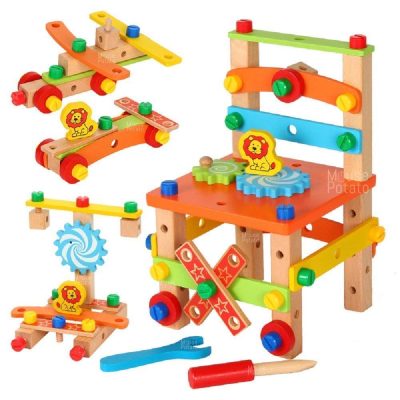 wooden diy Nut Disassembling Chair