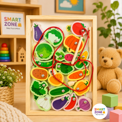 Wooden magnetic vegetable-Themed Lacing Toy