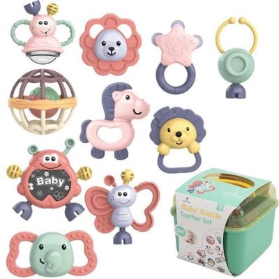 11 pis silicone rattle with box